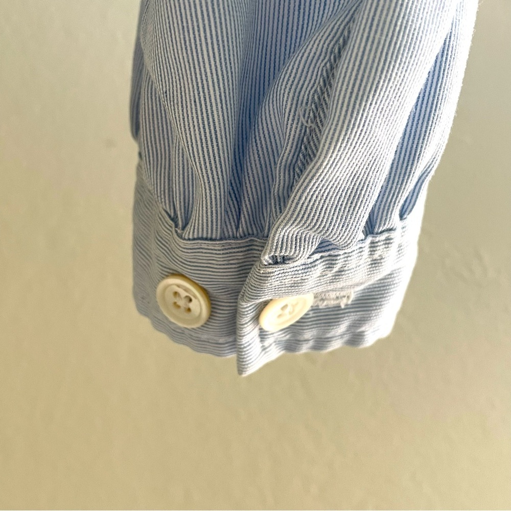 JH Chic Light Blue Puff Sleeve Button Down Blouse Small - Picture 6 of 12